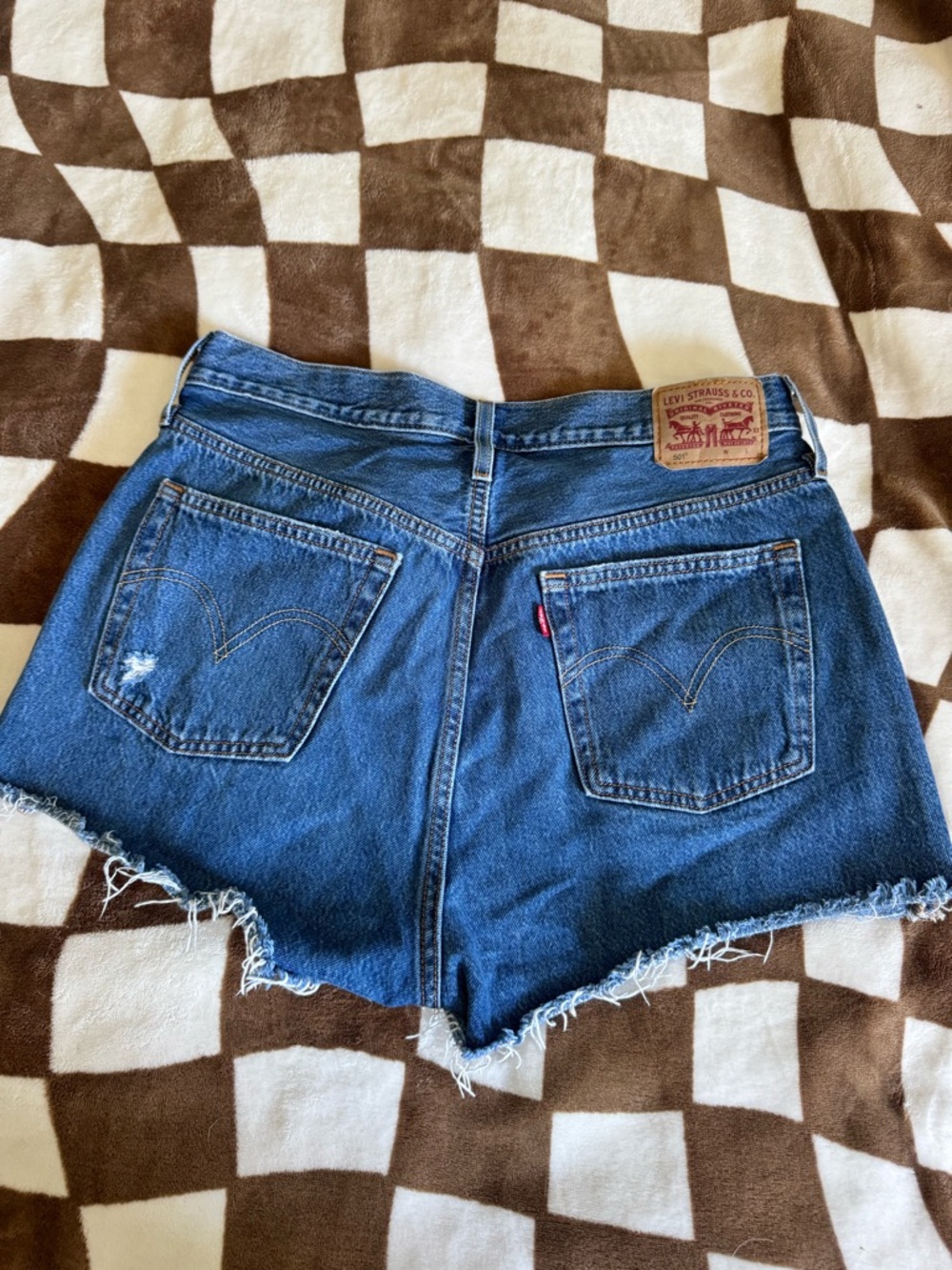 Levi's Dark Blue High-Rise Cutoff Denim Shorts